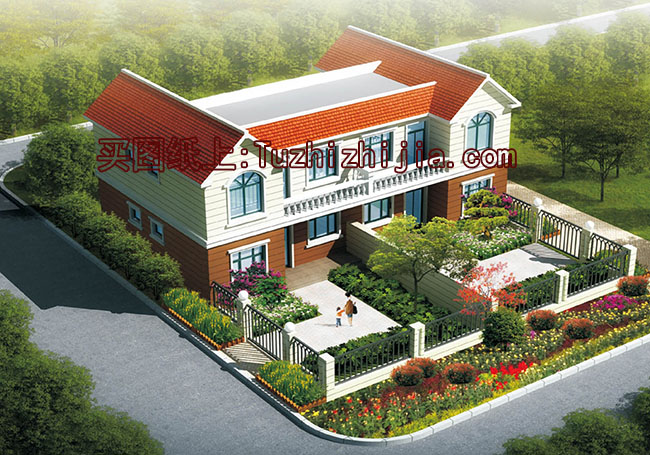 適合兄弟自建的二層雙拼別墅設(shè)計(jì)方案，帶效果圖