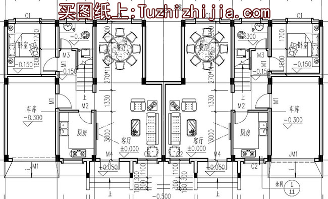 徽派三層雙拼別墅設(shè)計圖和外觀效果圖，徽派設(shè)計方案精選