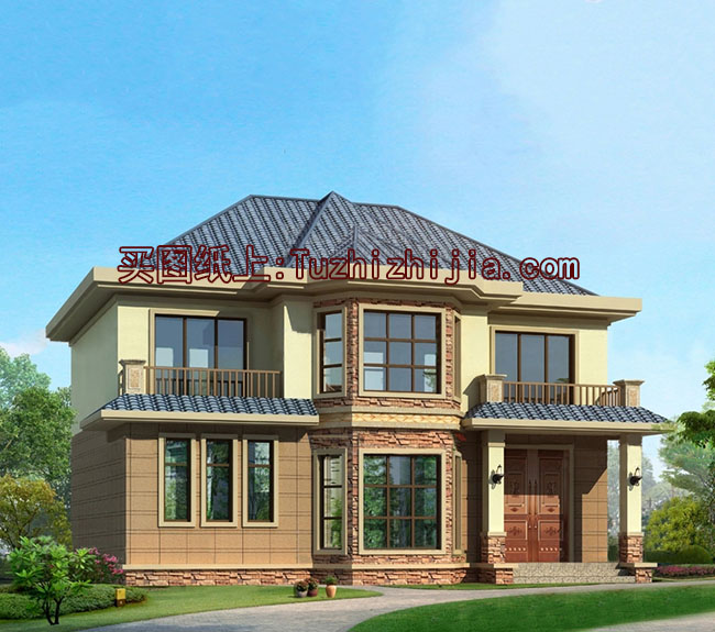 農村三間兩層樓房設計圖，帶外觀效果圖