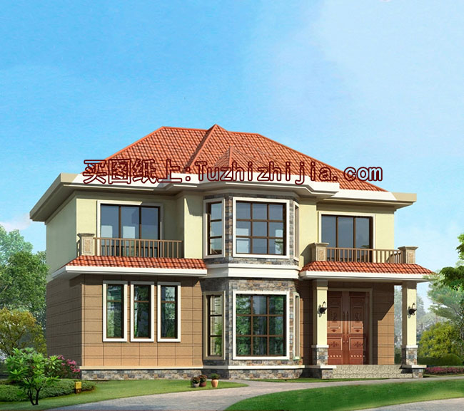 農村三間兩層樓房設計圖，帶外觀效果圖