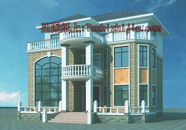 氣派的帶旋轉(zhuǎn)樓梯三層別墅房屋設(shè)計(jì)圖，戶型很好