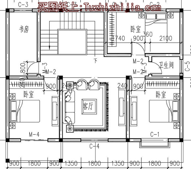 110平左右三間兩層農(nóng)村別墅房屋設(shè)計(jì)圖，含外觀效果圖
