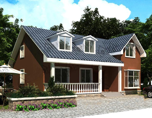 一層半房屋別墅設計圖，帶閣樓圖、帶露臺，外觀新穎時尚