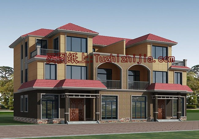 經(jīng)典三層雙拼樓房設(shè)計(jì)圖，經(jīng)典外觀，經(jīng)典戶型