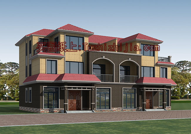 經(jīng)典三層雙拼樓房設(shè)計(jì)圖，經(jīng)典外觀，經(jīng)典戶型