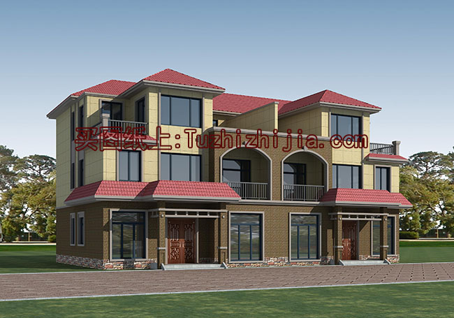 經(jīng)典三層雙拼樓房設(shè)計(jì)圖，經(jīng)典外觀，經(jīng)典戶型