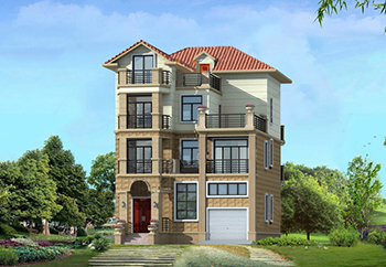 105平左右四層別墅房屋設計圖，含外觀效果圖