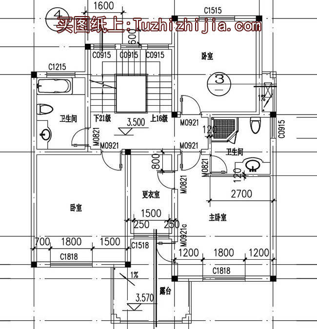 130平帶閣樓兩層半別墅房屋設(shè)計(jì)圖，含外觀效果圖