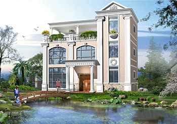 農(nóng)村120平三層樓房設計圖，造型現(xiàn)代，帶屋頂花園