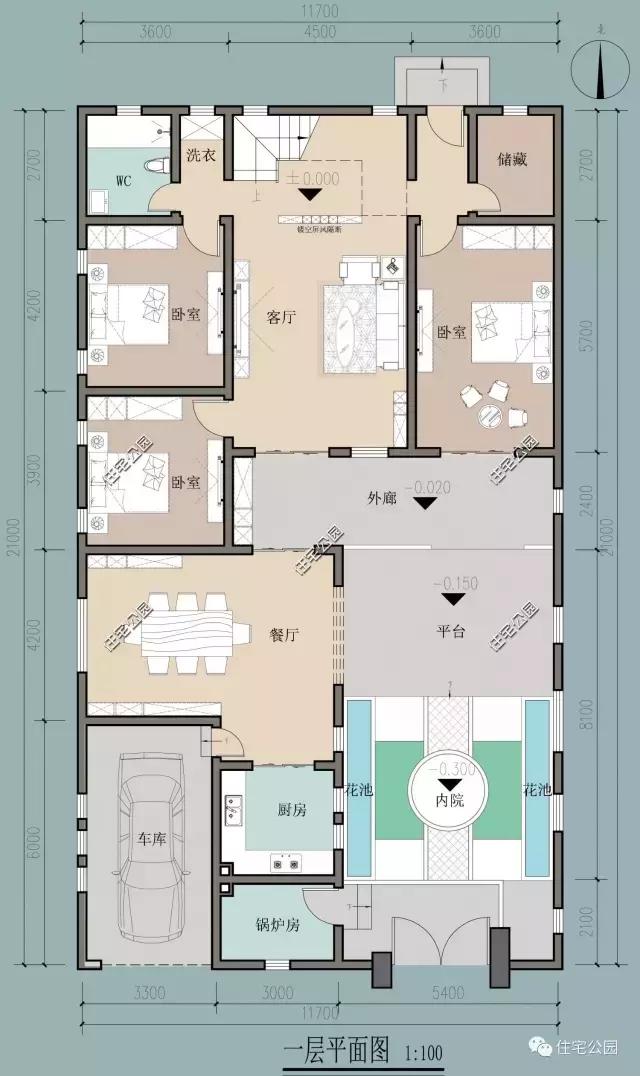 11X21米中式大平層設(shè)計(jì)圖，種花養(yǎng)魚生活悠閑！你是不是也想回家建？