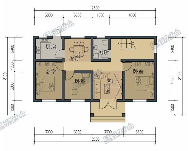 二層農(nóng)村小洋樓設(shè)計(jì)圖，功能齊全，造型美觀！