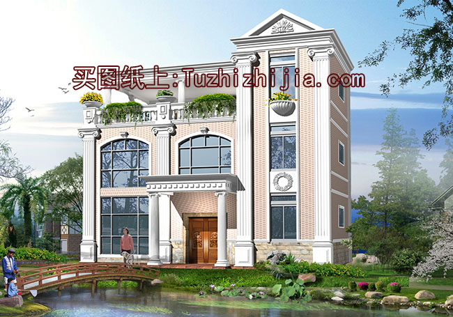 農(nóng)村120平三層樓房設(shè)計(jì)圖，造型現(xiàn)代，帶屋頂花園