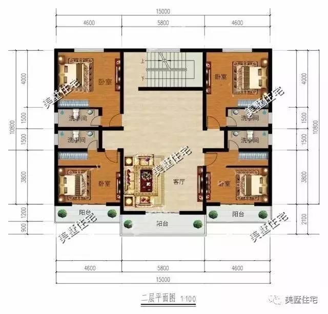 二層農(nóng)村別墅設(shè)計，5臥室8衛(wèi)生間，第一次見這種戶型！