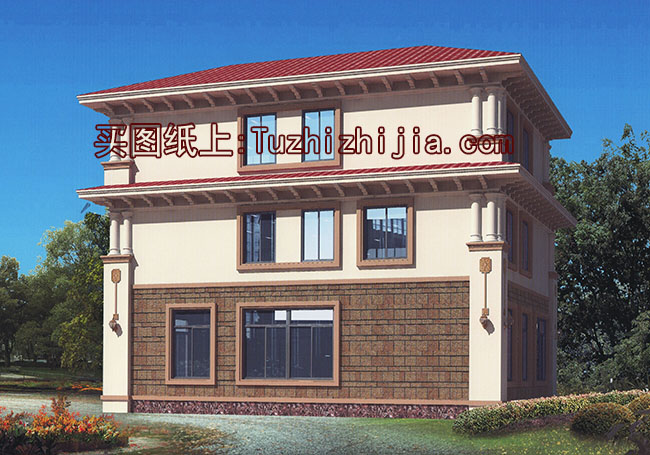 高端豪華三層別墅住宅設計方案圖，歐式外觀風格