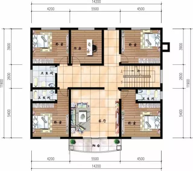 二層別墅封閉式陽(yáng)臺(tái)設(shè)計(jì)，對(duì)稱(chēng)美才是獨(dú)一無(wú)二的美！
