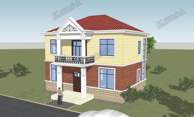 二層小洋樓設(shè)計(jì)方案，鮮快明亮的用色，簡(jiǎn)單大方的外形！