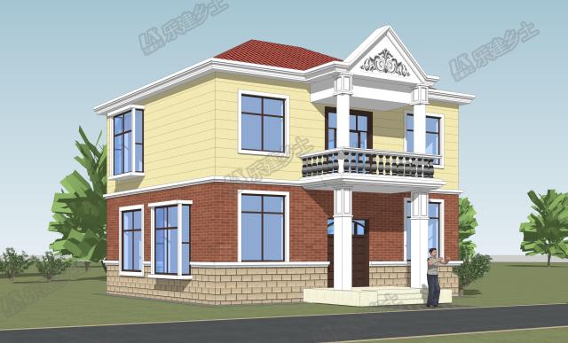 二層小洋樓設(shè)計(jì)方案，鮮快明亮的用色，簡(jiǎn)單大方的外形！
