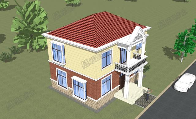 二層小洋樓設(shè)計(jì)方案，鮮快明亮的用色，簡(jiǎn)單大方的外形！