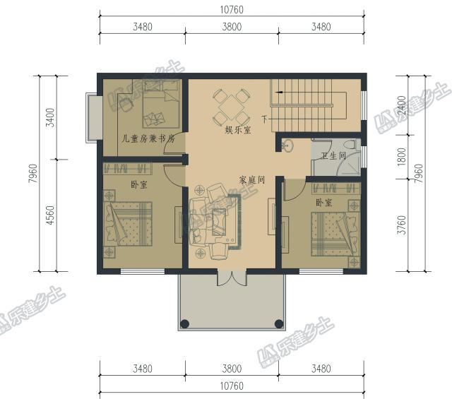 二層小洋樓設(shè)計(jì)方案，鮮快明亮的用色，簡(jiǎn)單大方的外形！
