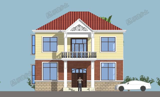 二層小洋樓設(shè)計(jì)方案，鮮快明亮的用色，簡(jiǎn)單大方的外形！