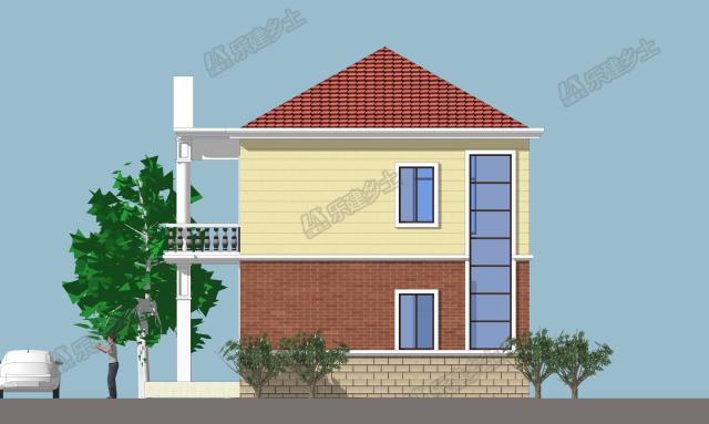 二層小洋樓設(shè)計(jì)方案，鮮快明亮的用色，簡(jiǎn)單大方的外形！