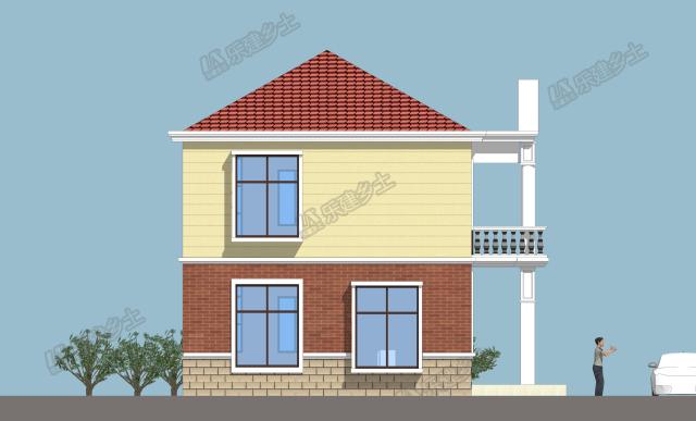 二層小洋樓設(shè)計(jì)方案，鮮快明亮的用色，簡(jiǎn)單大方的外形！