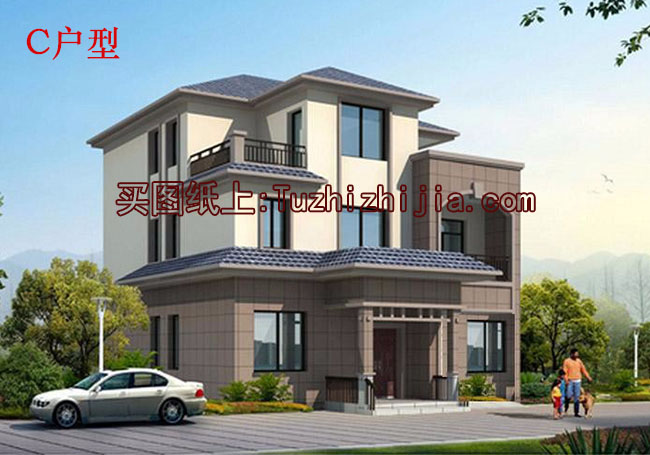 180平大客廳農(nóng)村三層別墅房屋設(shè)計(jì)圖，戶(hù)型寬敞明亮