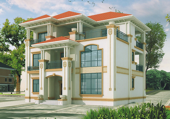 140平方米歐式三層別墅建筑設(shè)計圖紙，復(fù)式結(jié)構(gòu)