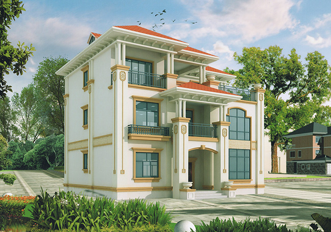 140平方米歐式三層別墅建筑設(shè)計圖紙，復(fù)式結(jié)構(gòu)