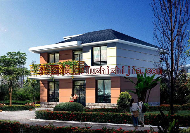 90平方米新農(nóng)村二層自建房屋設(shè)計(jì)全套施工圖紙帶外觀效果圖10X9米