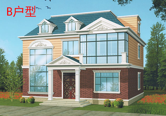 140平方米農(nóng)村二層別墅設(shè)計(jì)圖，11.7x11.4米