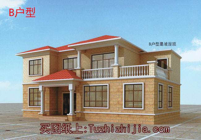 農(nóng)村160平四間兩層樓房設(shè)計(jì)圖，全套施工圖+外觀效果圖片