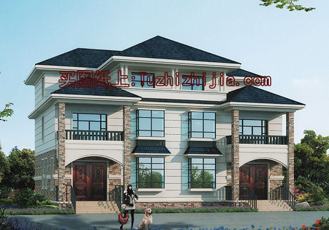 兄弟兩戶雙拼房屋設(shè)計(jì)圖及外觀圖片，戶型合理