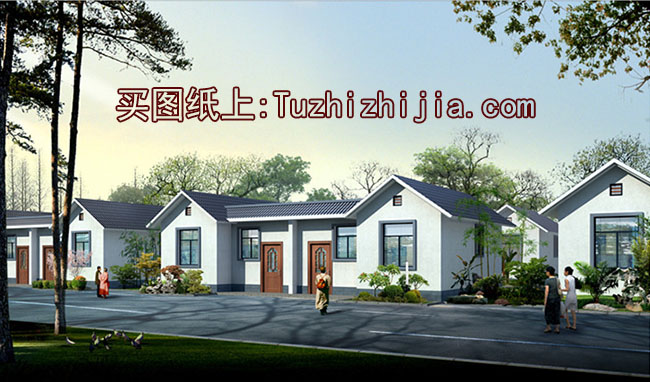 小型雙拼一層平房設(shè)計圖，外觀古樸