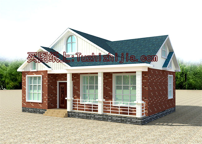 一層半復(fù)式帶閣樓別墅設(shè)計(jì)圖，含外觀圖片