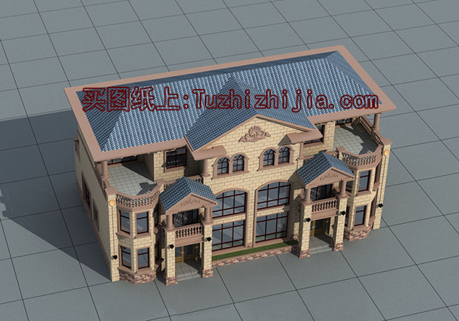 雙拼豪華高端三層別墅設(shè)計(jì)圖，外觀效果圖大氣