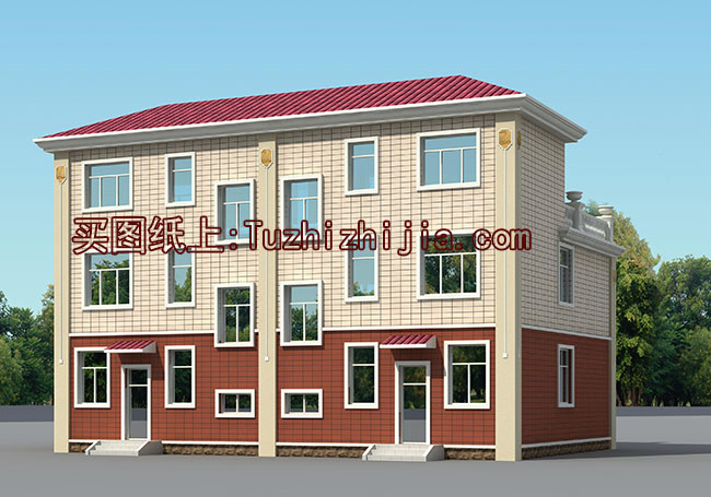 新中式三層雙拼別墅設(shè)計(jì)圖，外觀圖片美觀、大氣