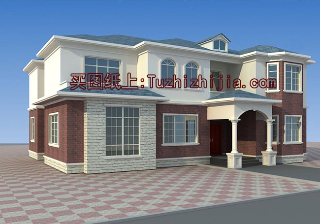 四間兩層別墅房屋設(shè)計圖，外觀效果圖好看