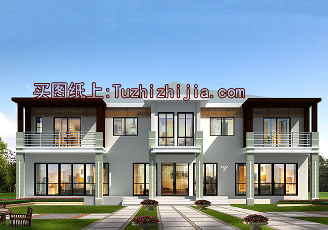 二層現(xiàn)代別墅設(shè)計(jì)圖及效果圖，外觀美觀，大氣