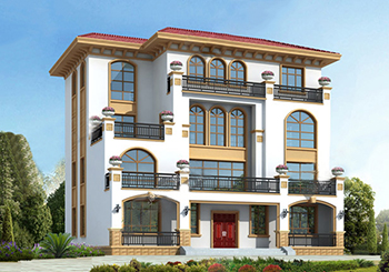 農(nóng)村三間四層別墅房屋設計圖，含外觀效果圖片