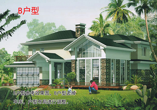 美式二層別墅設(shè)計(jì)圖，含外觀效果圖，造型精美