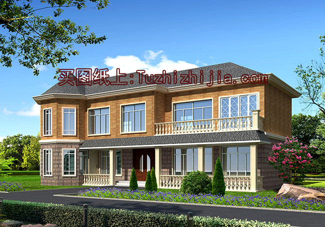 農(nóng)村五間二層樓房設計圖，含外觀效果圖