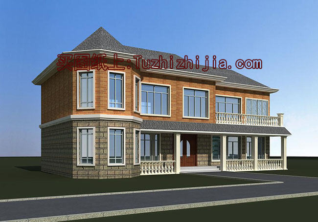 農(nóng)村五間二層樓房設計圖，含外觀效果圖