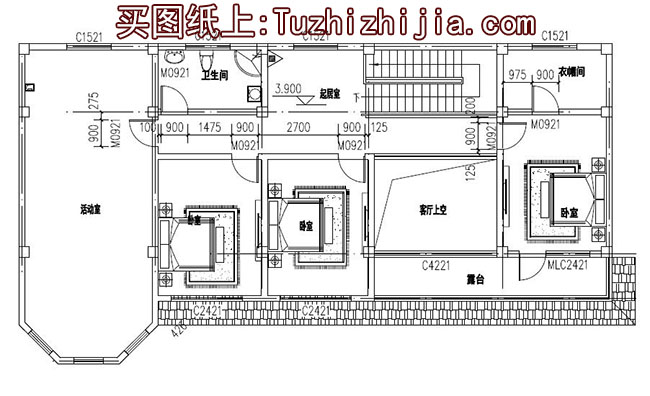 農(nóng)村五間二層樓房設計圖，含外觀效果圖