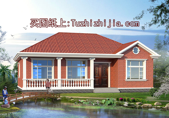 最漂亮的一層平房圖片，全套設計圖+高清效果圖