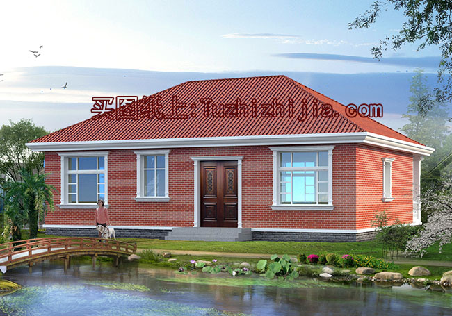 最漂亮的一層平房圖片，全套設計圖+高清效果圖