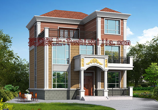 農(nóng)村三層復(fù)式自建樓房設(shè)計圖，外觀圖大氣