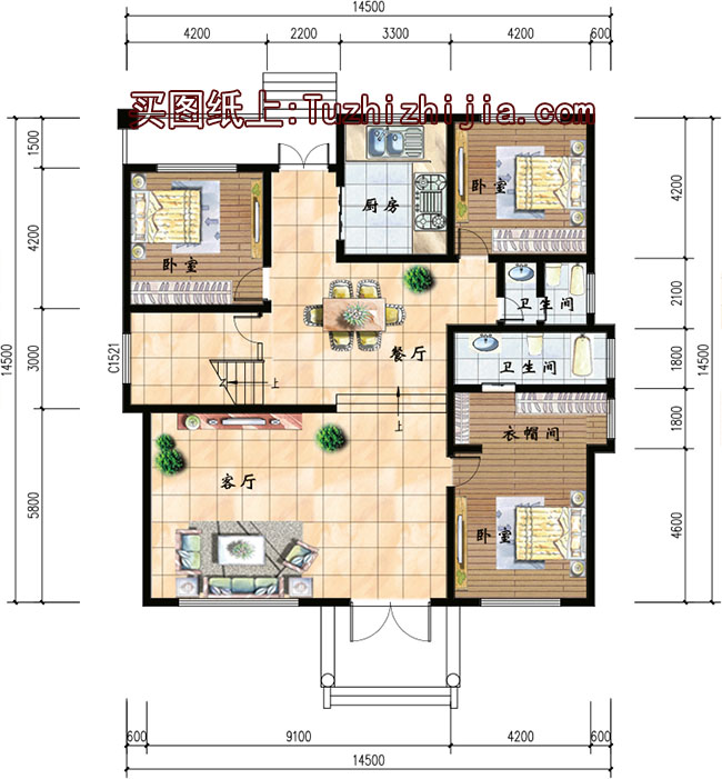 帶閣樓的二層半別墅設(shè)計(jì)圖和效果圖，外飾簡單但不失奢華