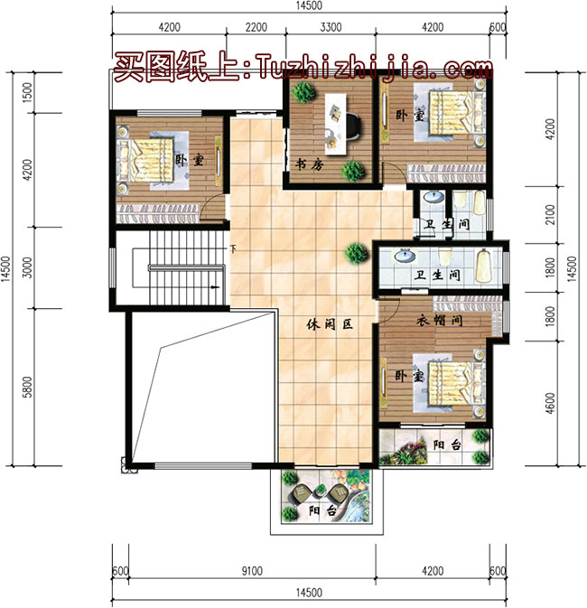 帶閣樓的二層半別墅設(shè)計(jì)圖和效果圖，外飾簡單但不失奢華