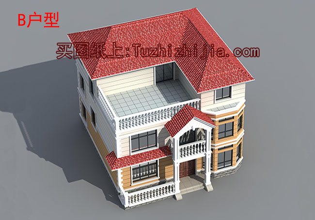 140平新農(nóng)村三層房屋設(shè)計(jì)圖，含外觀效果圖